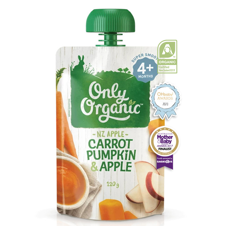 DINH DƯỠNG RAU CỦ NGHIỀN HỮU CƠ CÀ RỐT, BÍ ĐỎ & TÁO CHO BÉ TỪ 4 THÁNG “ONLY ORGANIC” - ONLY ORGANIC CARROT PUMPKIN & APPLE