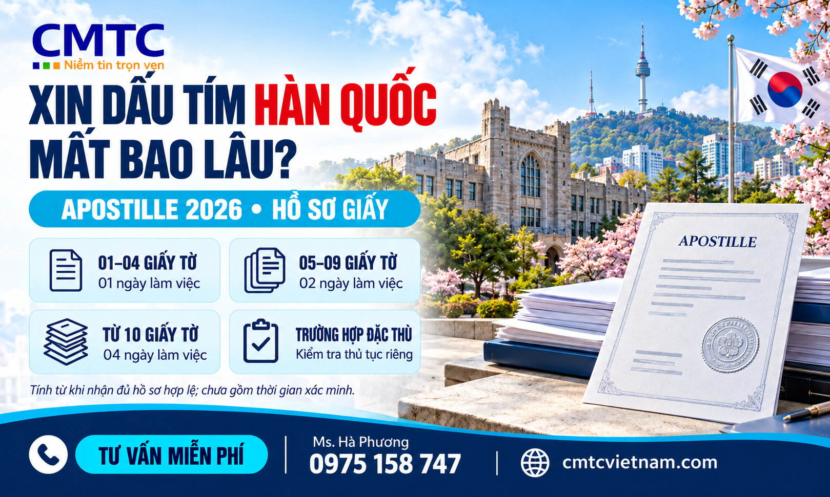 Xin dấu tím Đại sứ quán Hàn Quốc mất bao lâu? Hồ sơ và thủ tục cần biết
