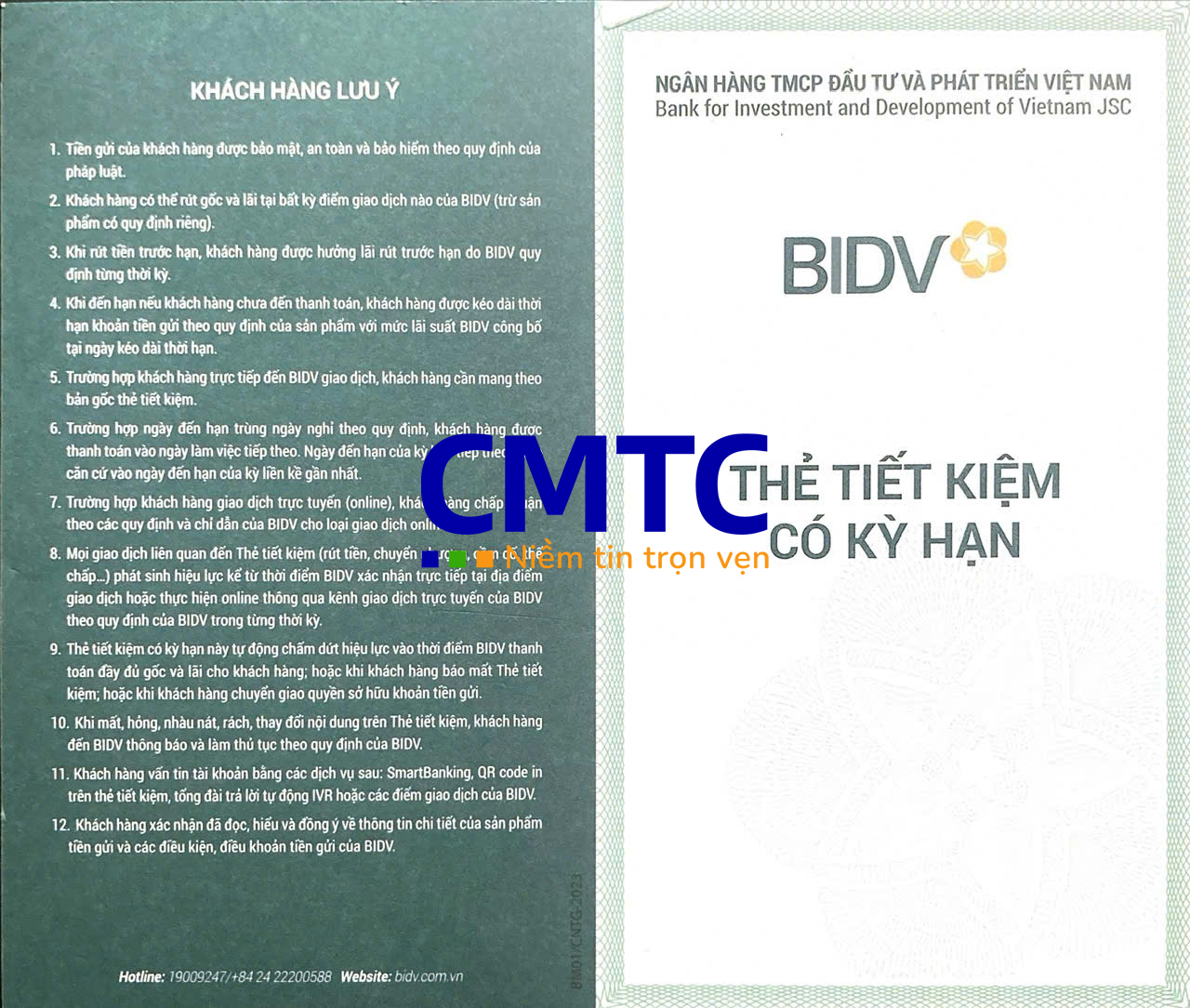 Mẫu sổ tiết kiệm và giấy xác nhận số dư tiền gửi ngân hàng BIDV