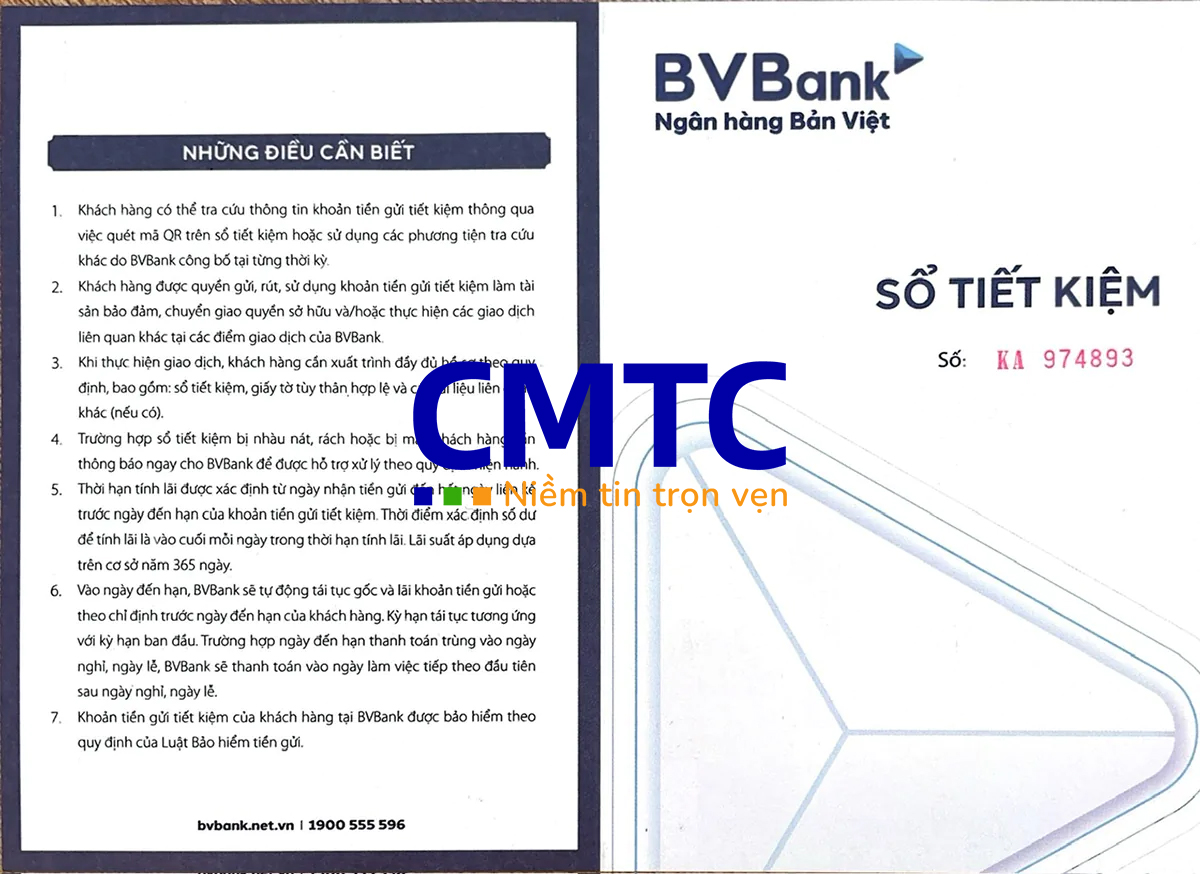 Mẫu sổ tiết kiệm và giấy xác nhận số dư tiền gửi ngân hàng BV Bank