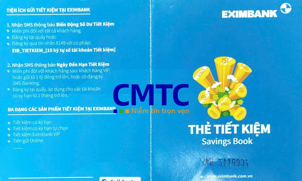 Mẫu sổ tiết kiệm và giấy xác nhận số dư tiền gửi ngân hàng Exim Bank