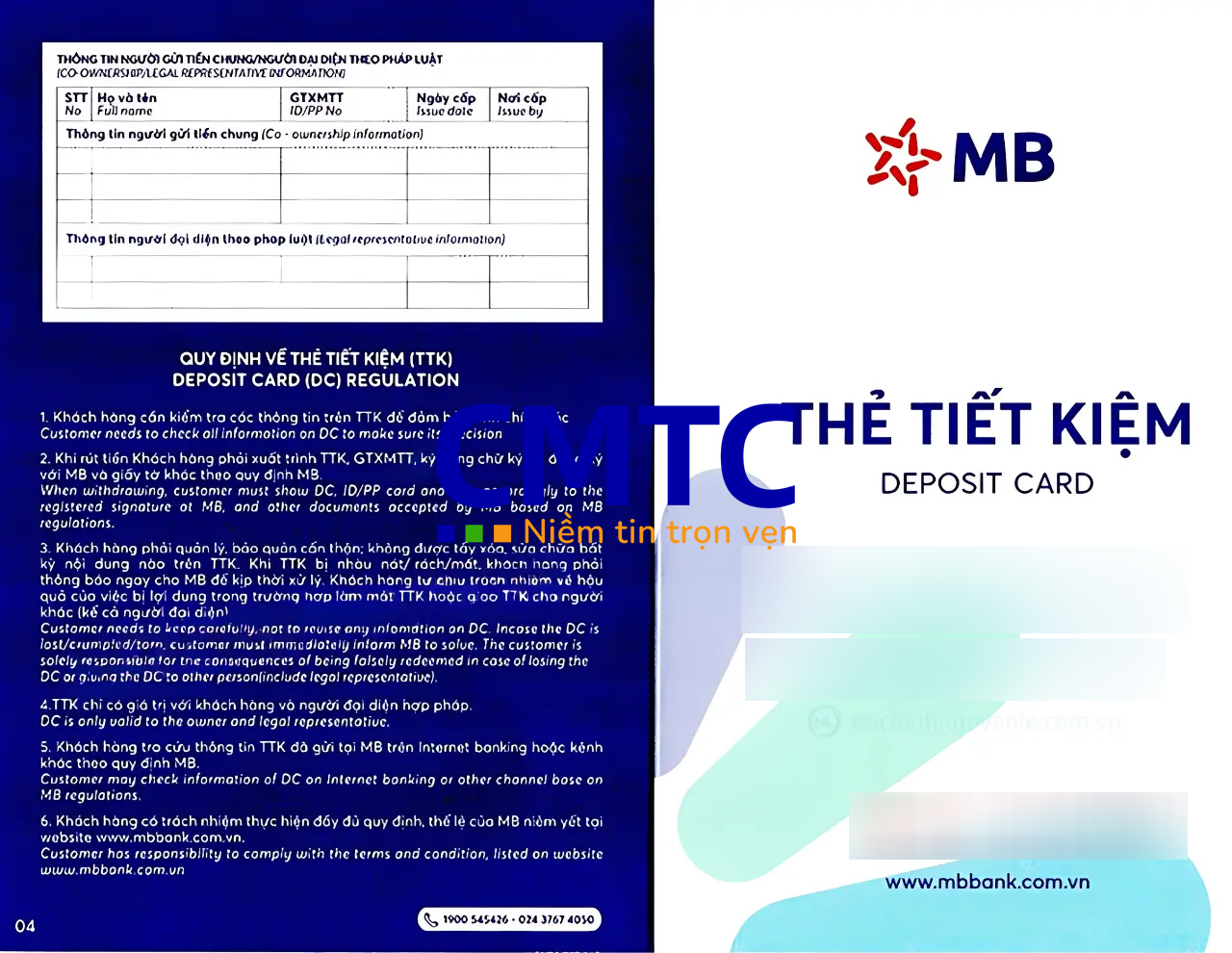 Mẫu sổ tiết kiệm và giấy xác nhận số dư tiền gửi ngân hàng MB Bank
