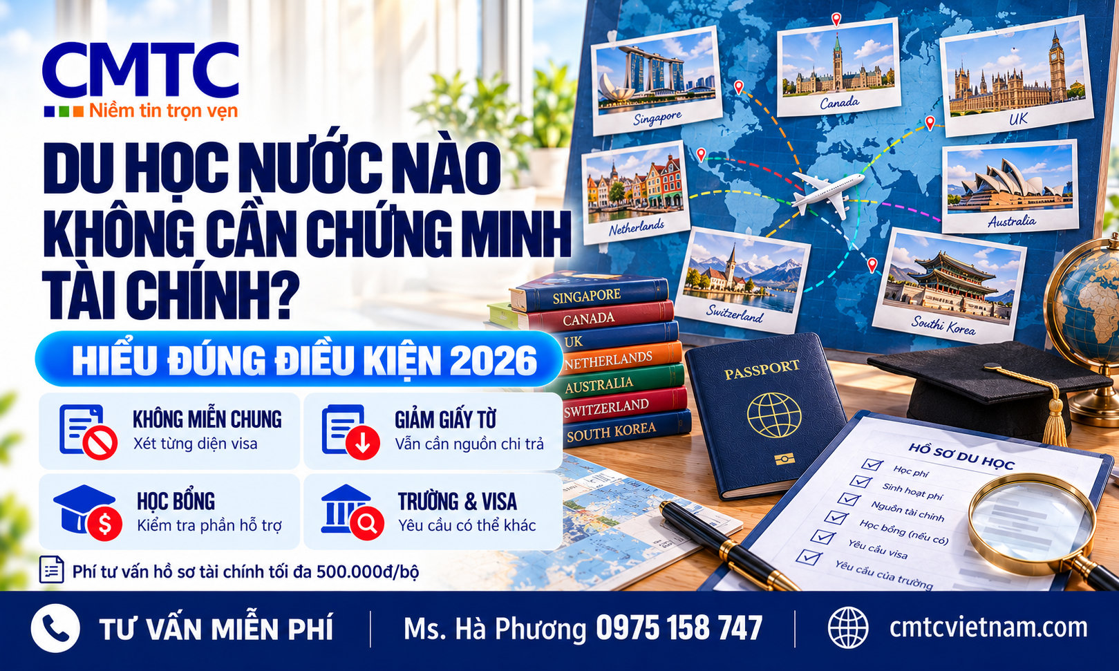Du học nước nào không cần chứng minh tài chính? Điều kiện và hướng dẫn hồ sơ
