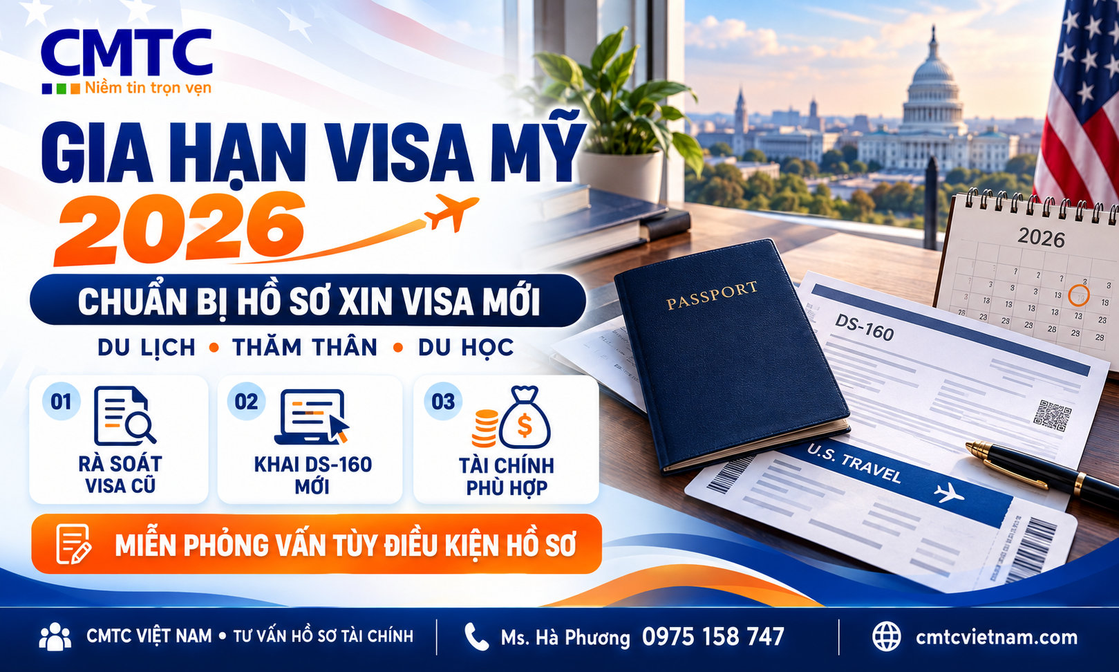 Gia hạn visa Mỹ: Điều kiện, hồ sơ, chi phí và quy trình mới nhất