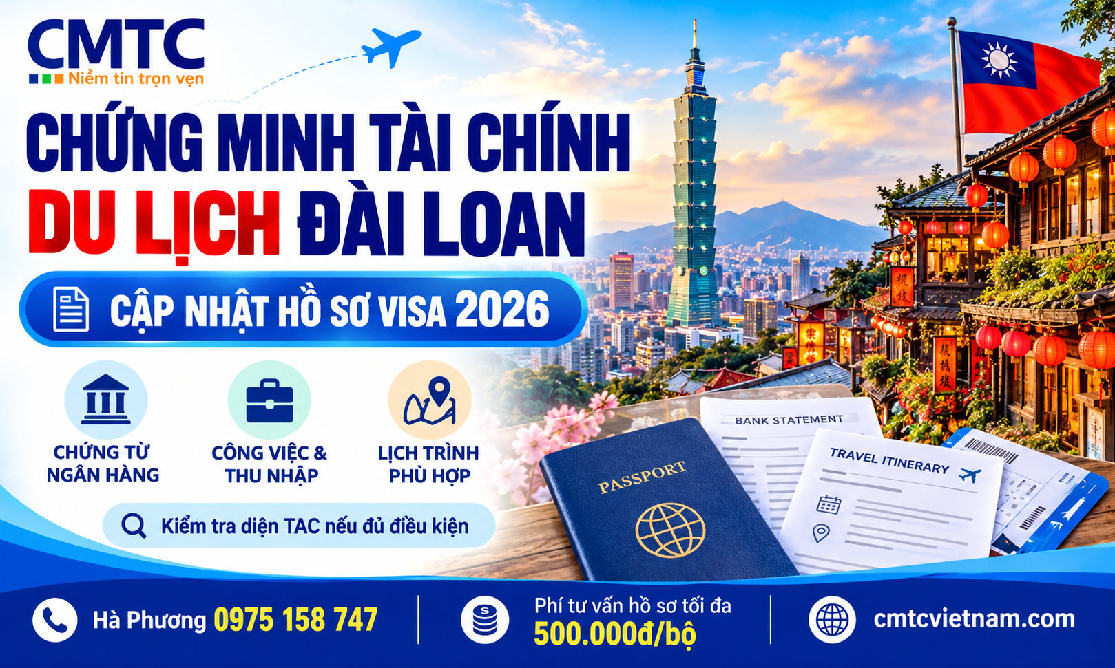 Chứng minh tài chính du lịch Đài Loan: Hồ sơ ngân hàng và cách chuẩn bị