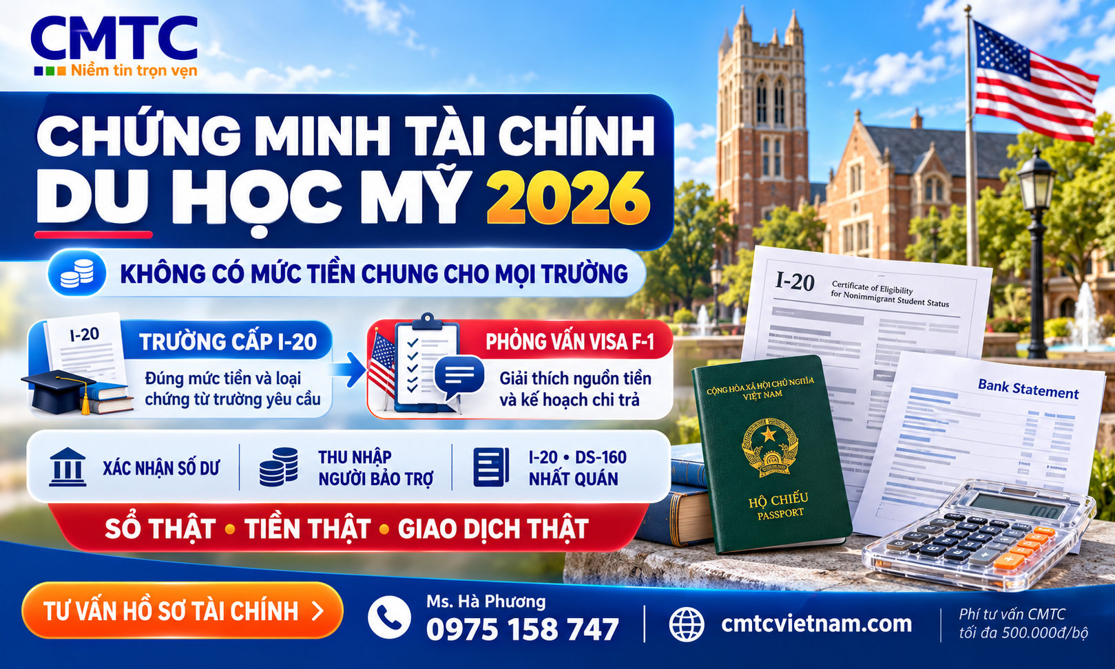 Kinh nghiệm chứng minh tài chính du học Mỹ mới nhất 2026