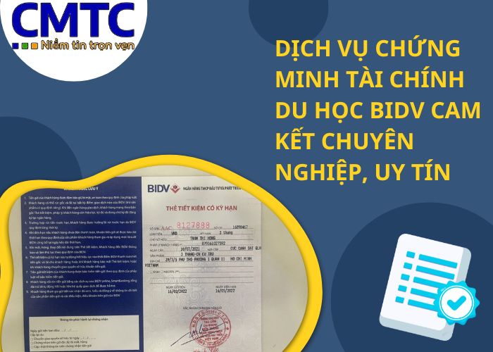 Dịch vụ chứng minh tài chính du học BIDV