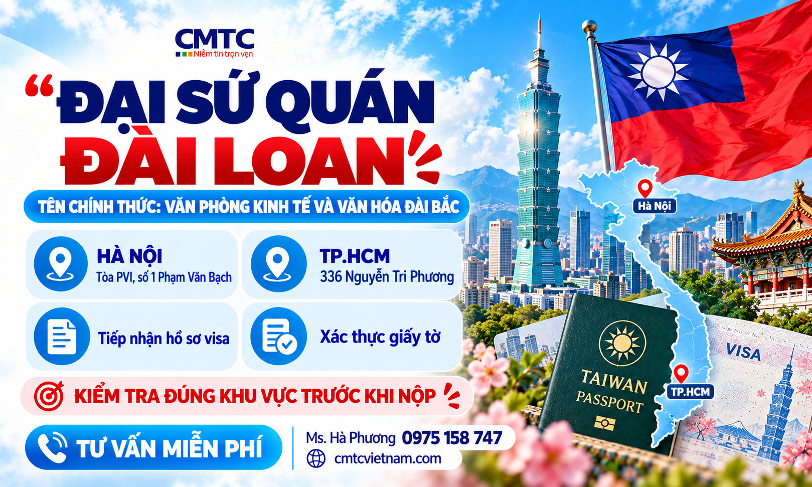 Đại sứ quán Đài Loan ở đâu? Địa chỉ, giờ làm việc và thủ tục cần biết