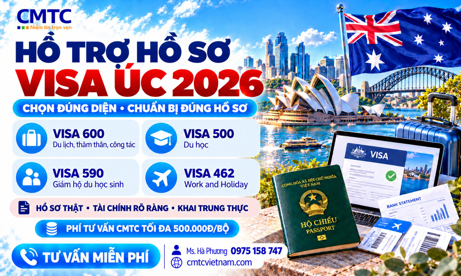 Dịch vụ visa Úc 2026: Hồ sơ, chi phí và quy trình mới nhất