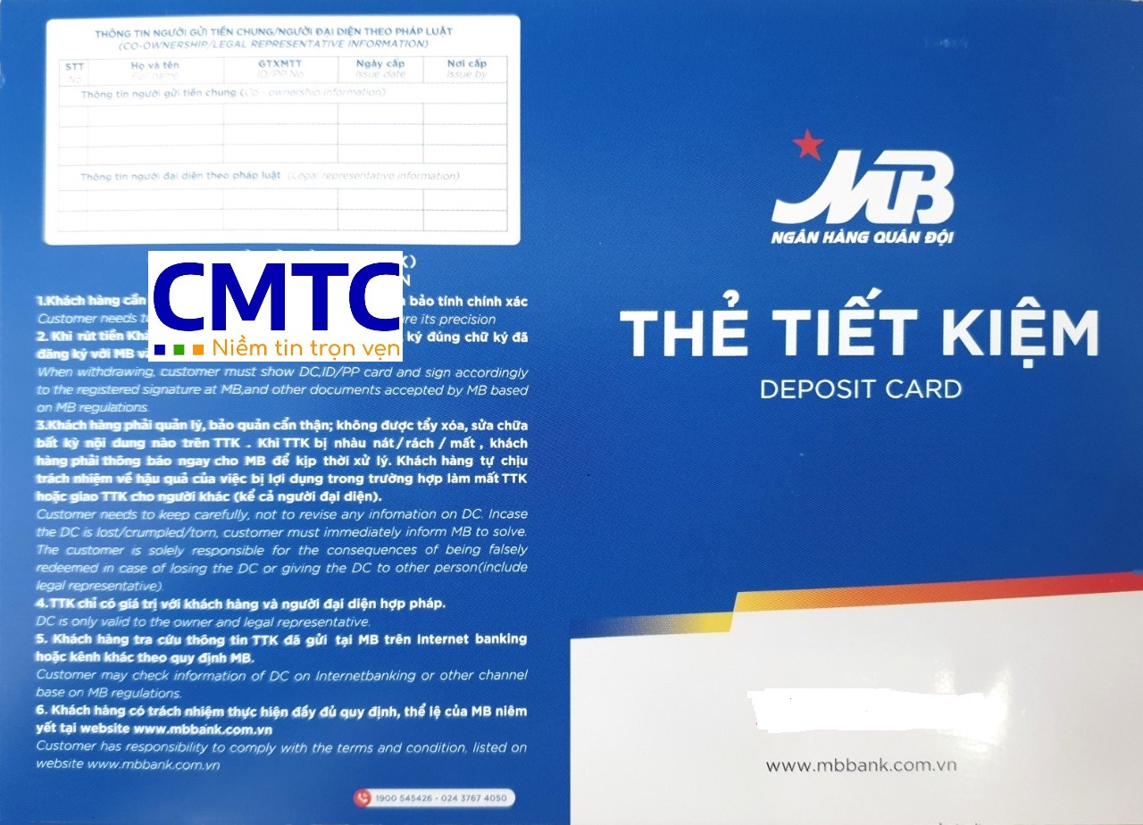 Mẫu sổ tiết kiệm và giấy xác nhận số dư tiền gửi ngân hàng MB Bank