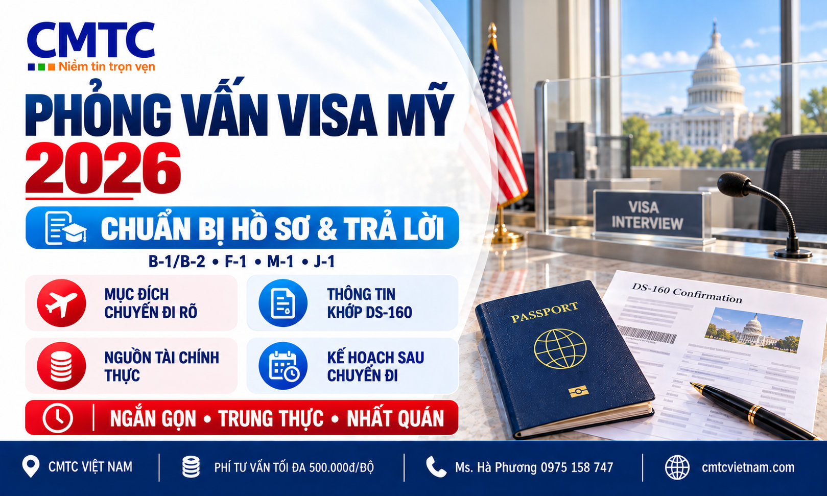 Kinh nghiệm phỏng vấn visa Mỹ 2026: Chuẩn bị hồ sơ, tài chính và trả lời đúng trọng tâm