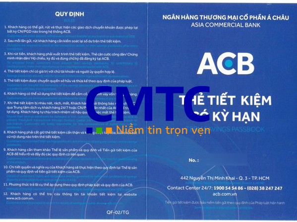 Mẫu sổ tiết kiệm và giấy xác nhận số dư tiền gửi ngân hàng ACBank
