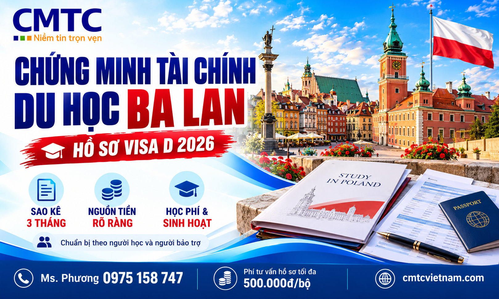 Chứng minh tài chính du học Ba Lan: Mức tiền, hồ sơ và quy trình chuẩn bị