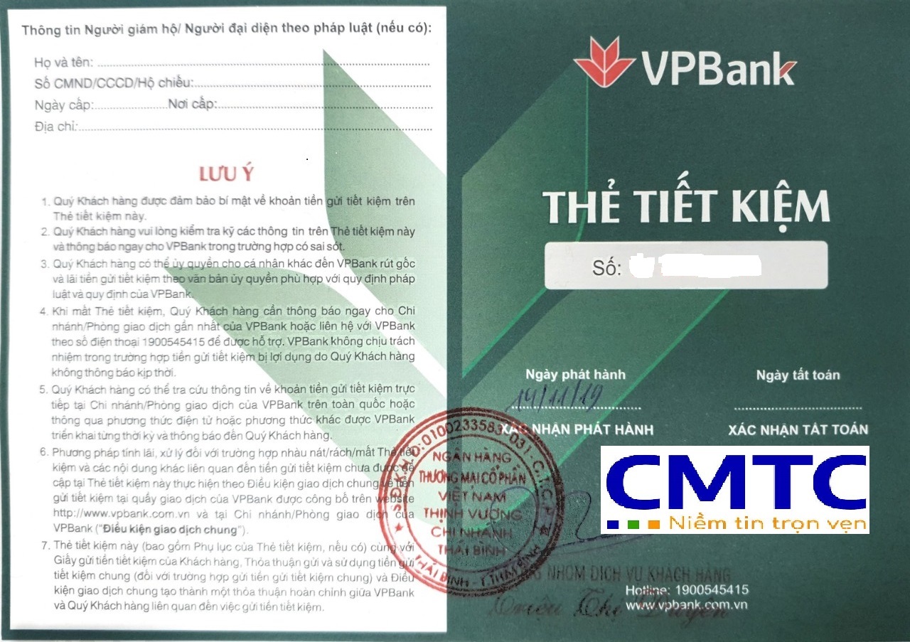 Mẫu sổ tiết kiệm VP Bank