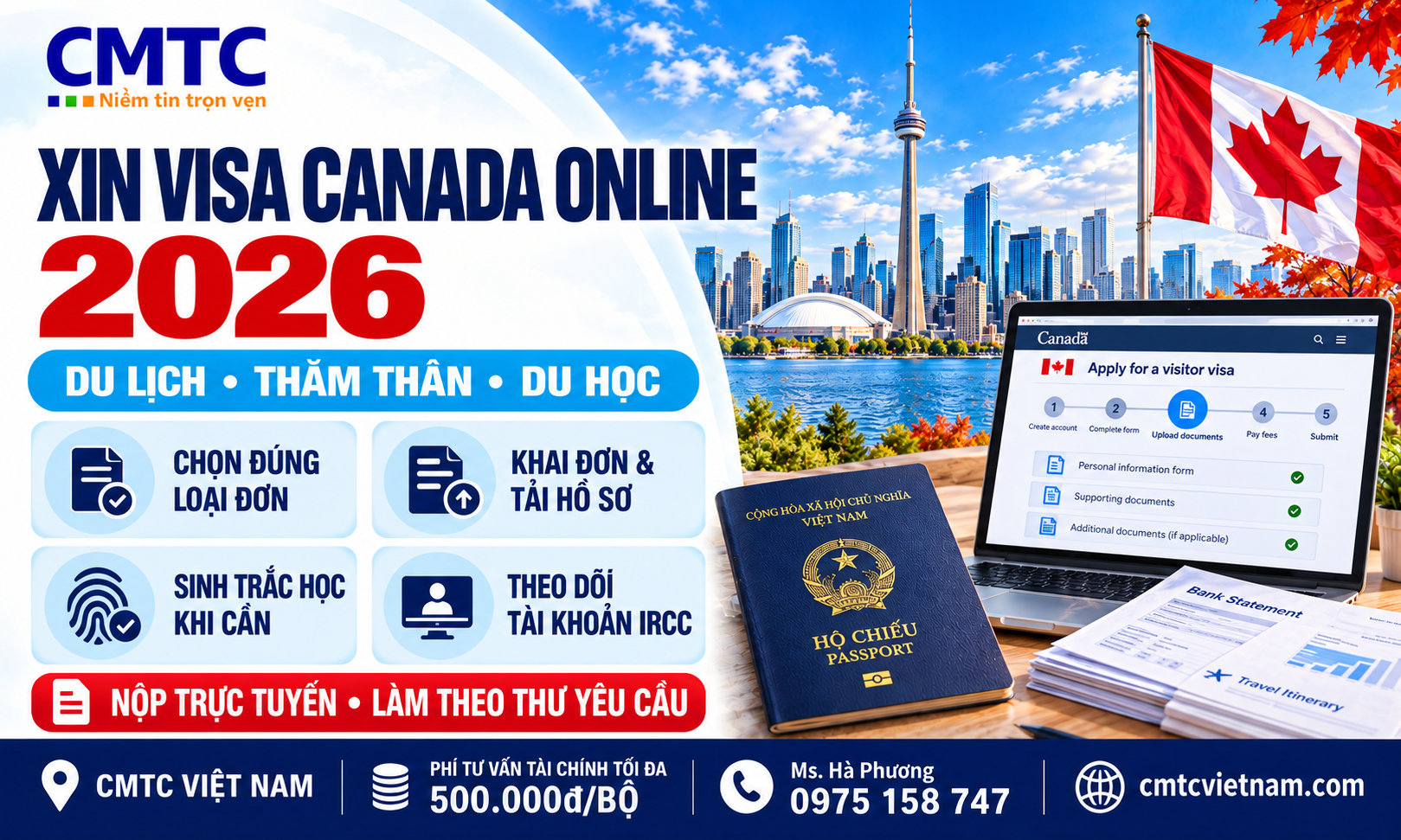 Xin visa Canada online: Hướng dẫn hồ sơ, lệ phí và quy trình thực hiện