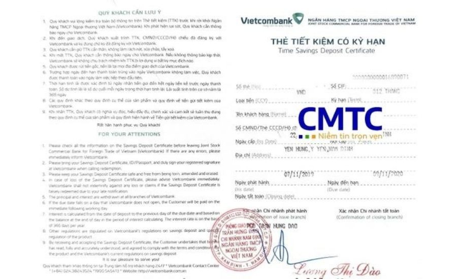 Mẫu chứng minh tài chính Vietcombank