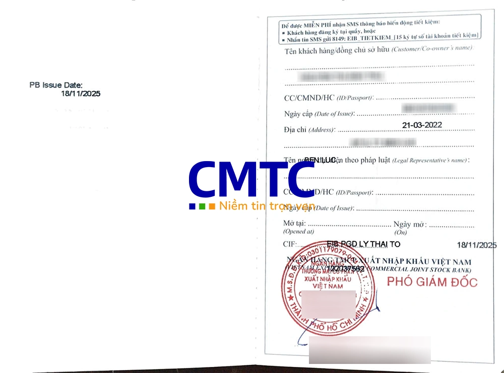 Mẫu sổ tiết kiệm mặt sau ngân hàng Eximbank