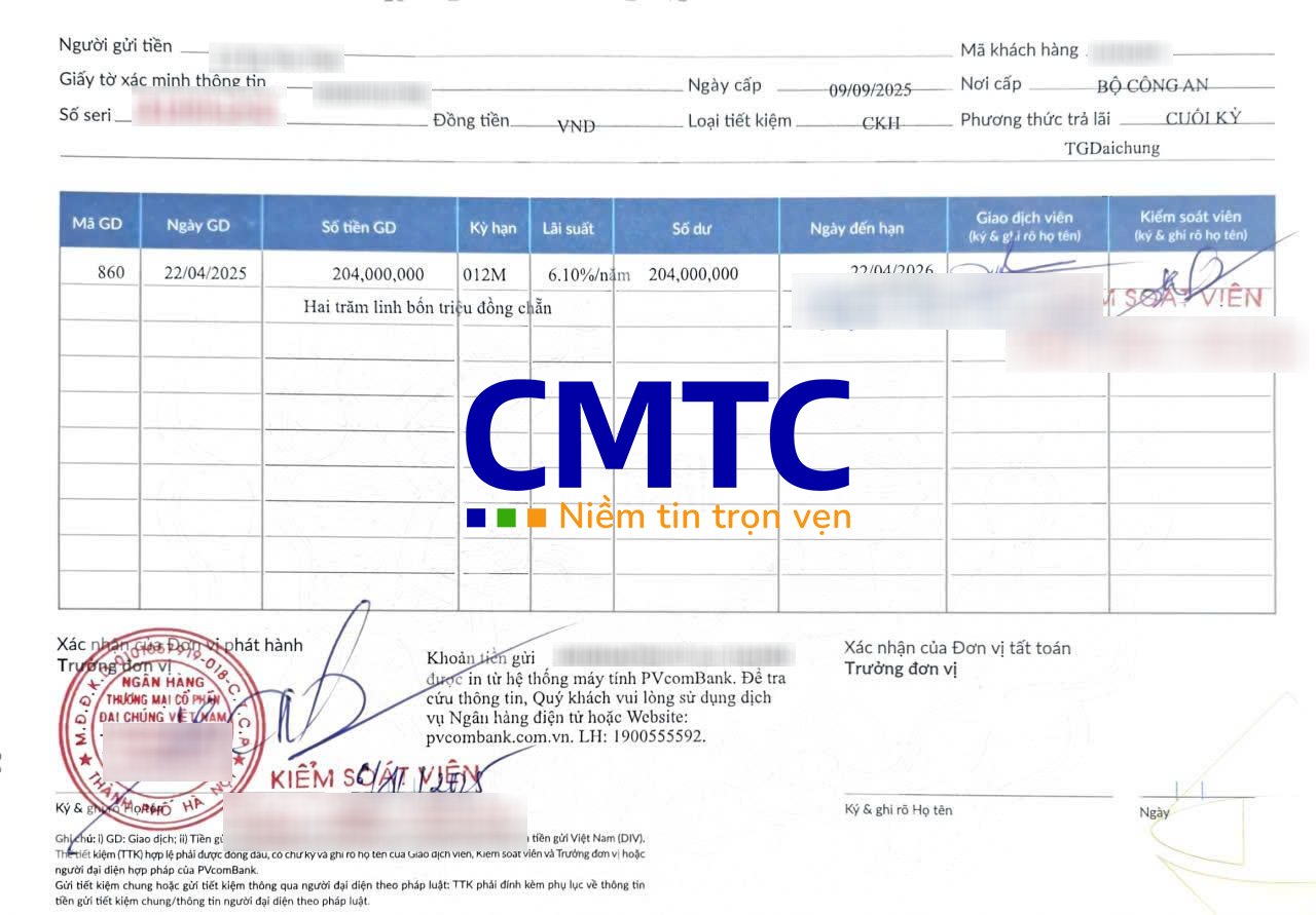 Mẫu mặt sau sổ tiết kiệm PVcom Bank