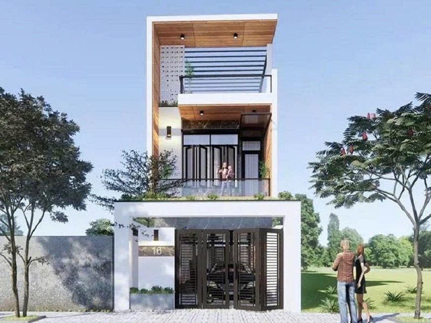 Những mẫu nhà ống 2 tầng 1 tum đẹp hiện đại nhất 2025