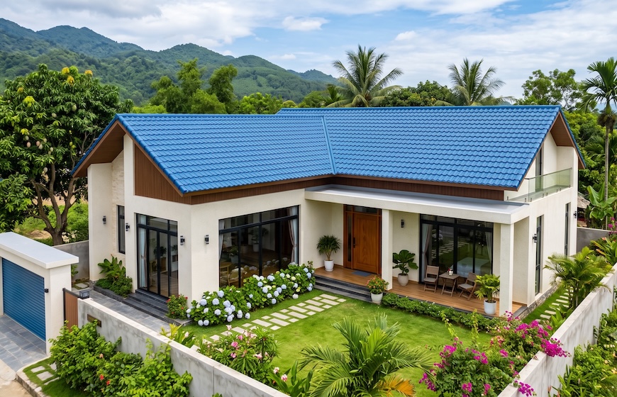 Tôn cách nhiệt chống cháy Vitek xanh dương: Lựa chọn tối ưu cho mọi công trình