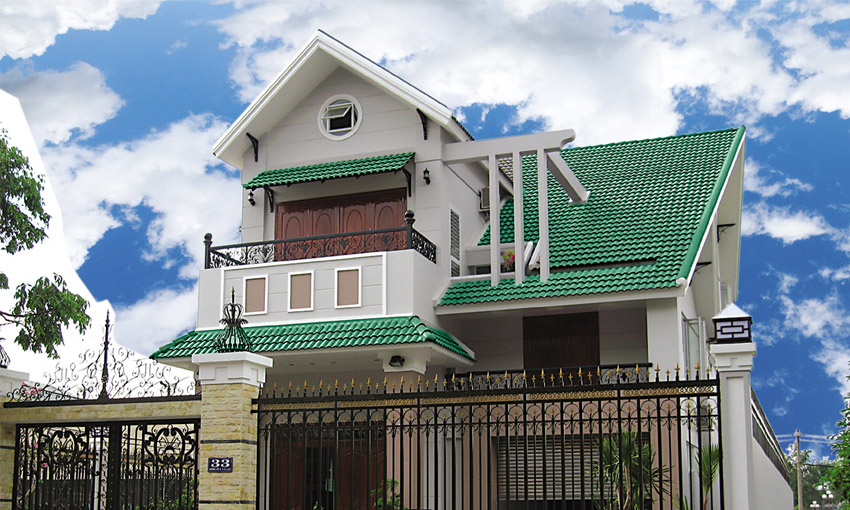 Thiết kế nhà lợp mái tôn xanh ngọc độc đáo 