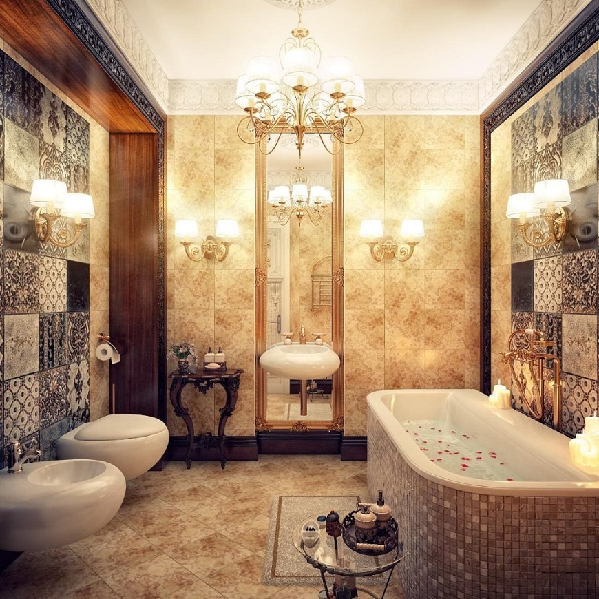 Phòng tắm mang phong cách cổ điển, sang trọng