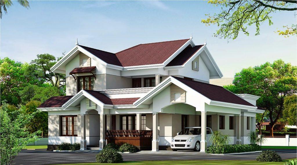 Mẫu nhà 2 tầng mái tôn có chỗ để xe