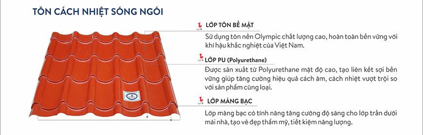 Cấu tạo tôn giả ngói cách nhiệt Olympic