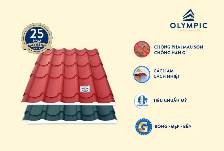 Tôn lợp mái cao cấp Olympic kim cương phù hợp với mọi công trình