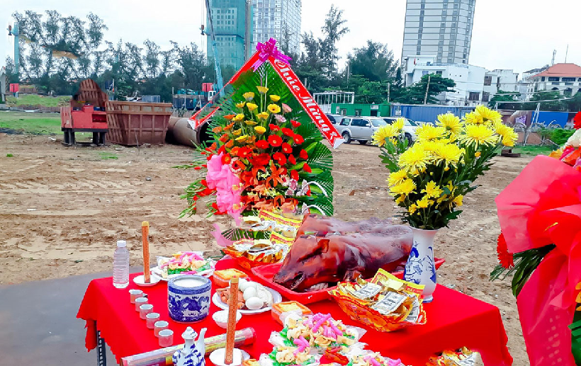 Mâm cỗ cúng lễ động thổ 
