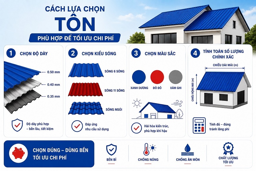 Công trình công cộng phổ biến nên chọn tôn 6 sóng vuông 1 lớp để cân bằng giữa chi phí và tính thẩm mỹ