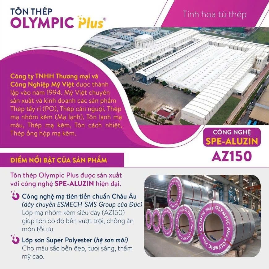 Tôn Olympic Plus được sản xuất trong điều kiện hệ thống máy móc và quy mô quốc tế