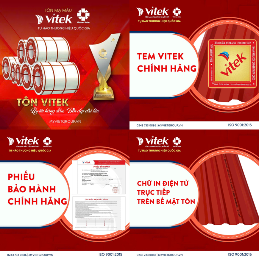 Dấu hiệu nhận biết tôn Vitek cách nhiệt chính hãng 