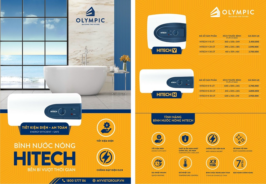 Bình nóng lạnh Olympic Hitech cũng là một sự lựa chọn hợp lý cho quý khách muốn mua bình nóng lạnh 