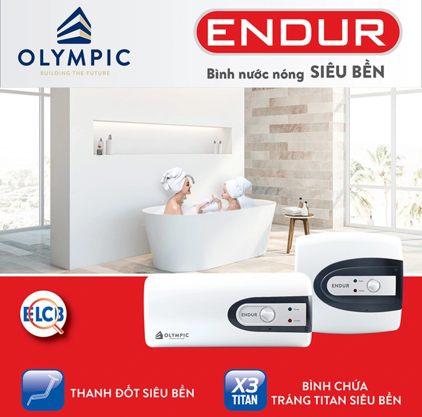 Nâng tầm chất lượng sống và bảo vệ sức khỏe của bạn với chi phí hấp dẫn khi mua bình nóng lạnh Olympic Endur 15 lít