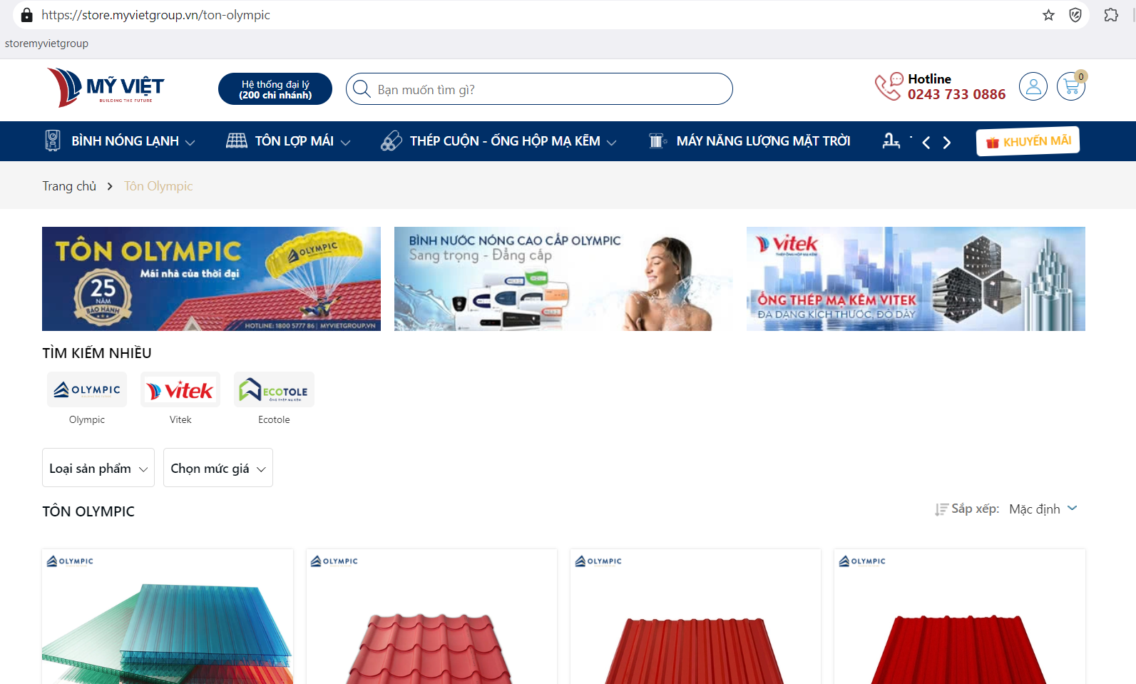 Dễ dàng đặt mua tôn Olympic trên trang thương mại điện tử chính thống