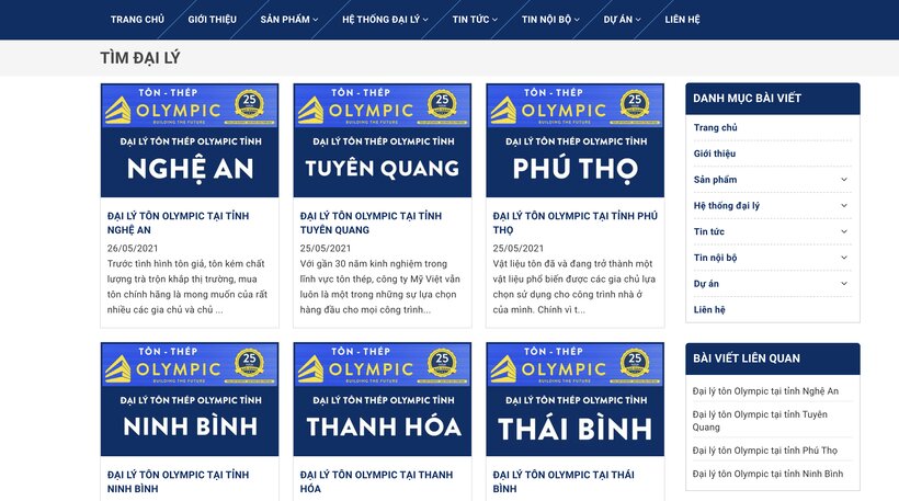 Hệ thống đại lý tôn Olympic trải dài khắp 3 miền