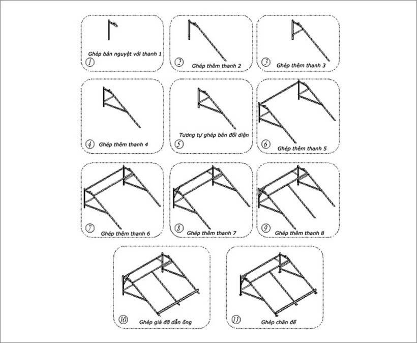 Hướng dẫn lắp đặt máy năng lượng mặt trời dàn khung