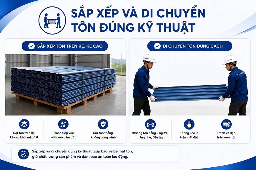 Bên cạnh yếu tố môi trường, các tác động cơ học cũng là nguyên nhân phổ biến gây hư hỏng tôn trước khi lắp đặt