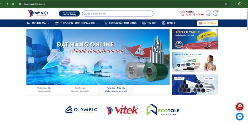 Nếu bạn muốn giao hàng tận nhà chỉ qua vài thao tác đơn giản, bạn có thể đặt hàng online trên web store chính thức của Mỹ Việt