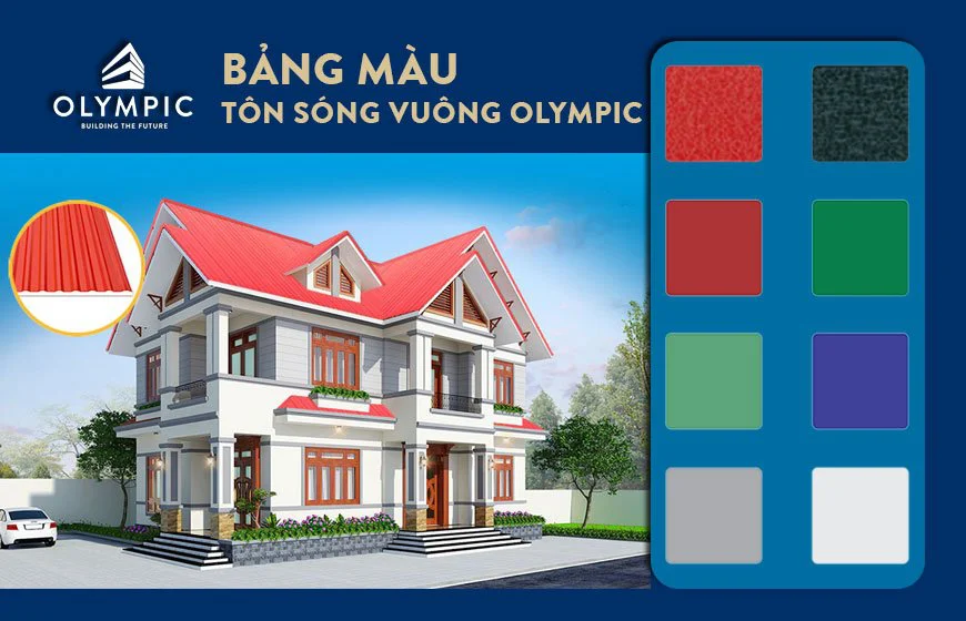 Tôn sóng vuông Olympic sở hữu đa dạng màu sắc phù hợp với mọi loại công trình