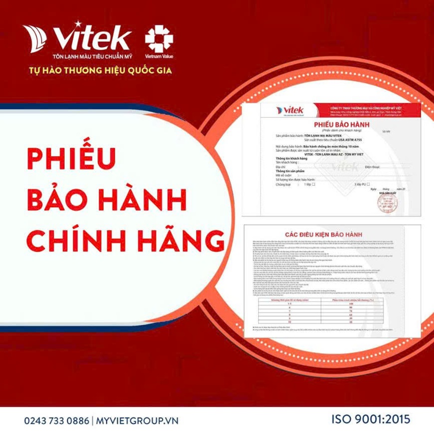 Kiểm tra phiếu bảo hành chính hãng tôn Vitek