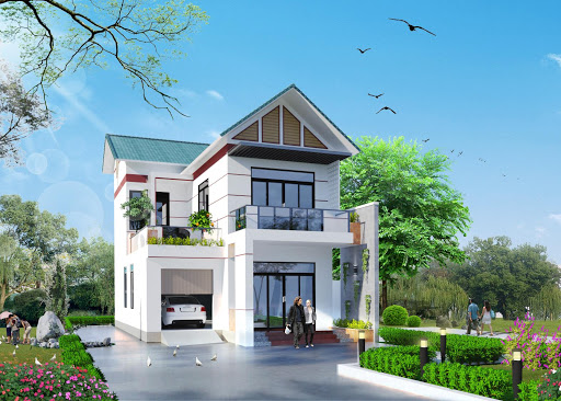 Mẫu nhà ống 2 tầng 1 tum mái thái giúp tiết kiệm diện tích cho ngôi nhà