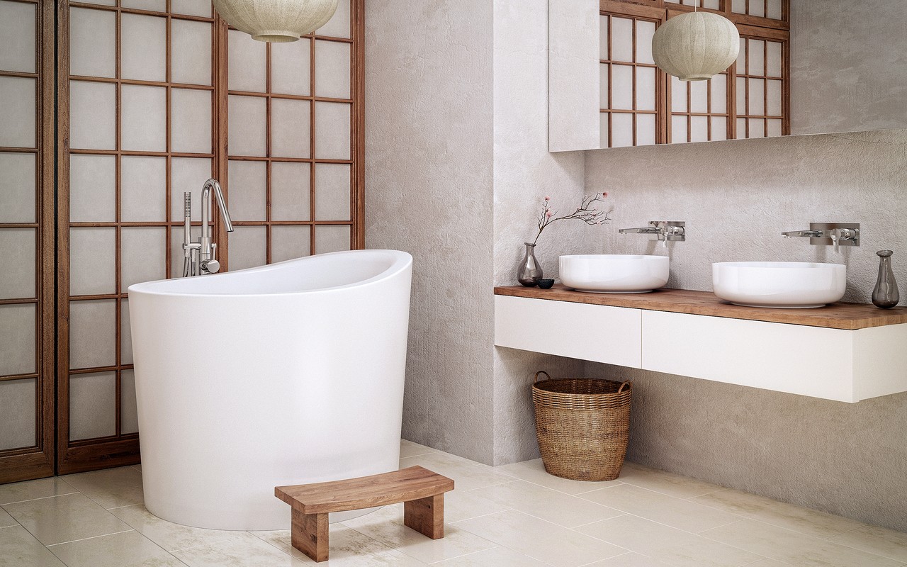 Mẫu phòng tắm phong cách Nhật Bản 