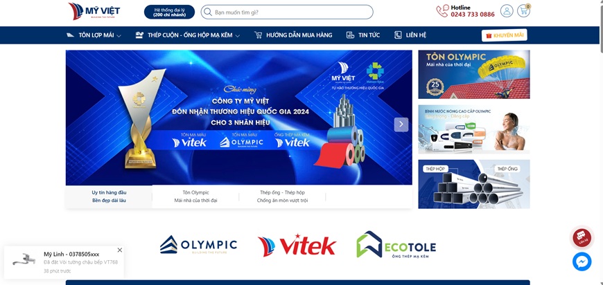 Dễ dàng mua hàng trực tuyến - giao hàng tận nơi qua web store chính thức của Mỹ Việt