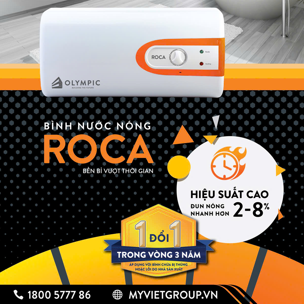 Chính sách bảo hành của bình nóng lạnh Olympic Roca
