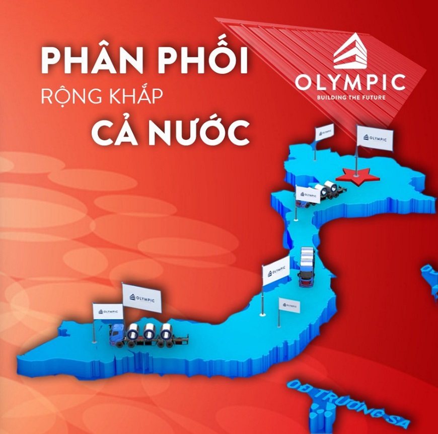 Hiện nay tôn Olympic đã được phân phối trên mọi tỉnh thành của Việt Nam