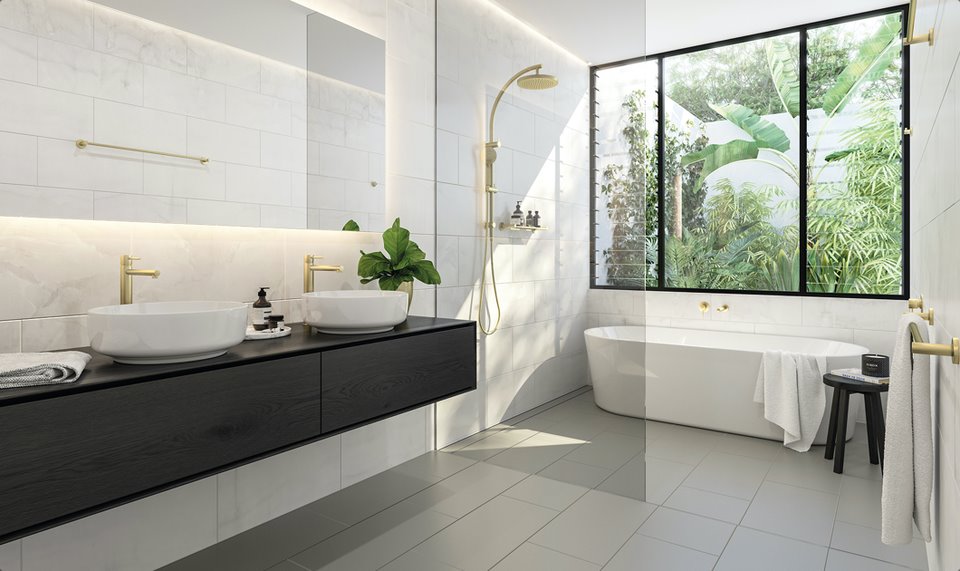 Bồn tắm nằm thích thích hợp với phòng tắm hiện đại có không gian rộng