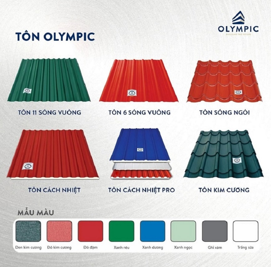Hiện nay, các dòng tôn Olympic của Mỹ Việt Group cung cấp bảng màu đa dạng, giúp bạn dễ dàng lựa chọn vừa đẹp mắt vừa phù hợp với điều kiện sử dụng thực tế