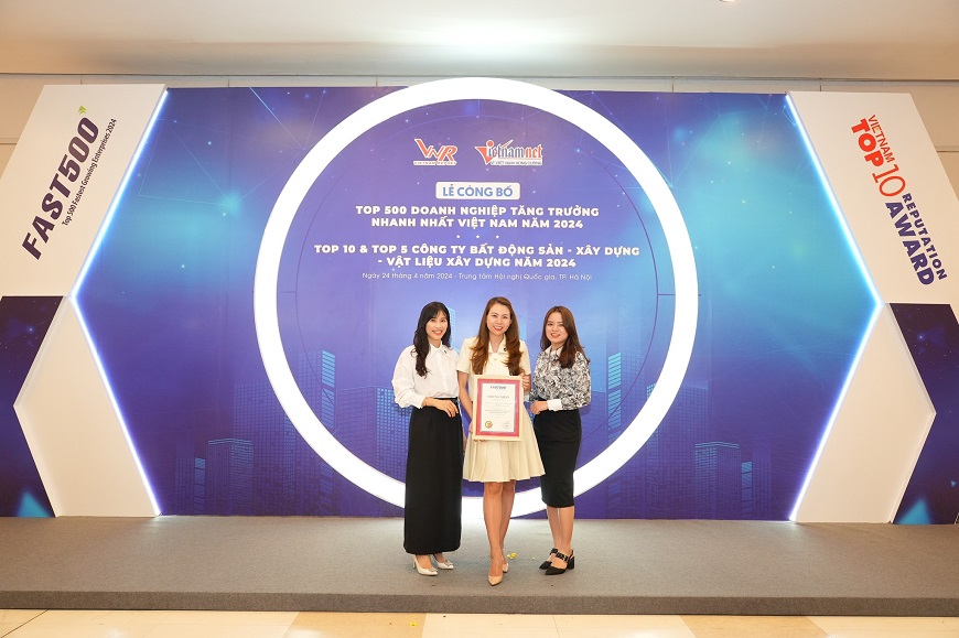 Mỹ Việt vinh dự nhận danh hiệu Top 500 doanh nghiệp tăng trưởng nhanh nhất năm 2024 chứng minh cho năng lực hoạt động trong ngành xây dựng tại Việt Nam 